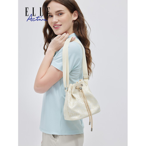 ELLE Active高級感水桶包氣質女包時尚印花單肩包藍色斜後後背包百搭