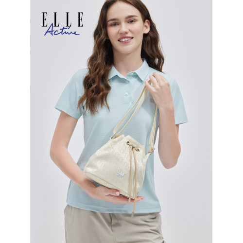 ELLE Active高級感水桶包氣質女包時尚印花單肩包藍色斜後後背包百搭
