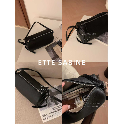 【ETTE】韓國小衆圓筒包2025新款羊猄絨高級紅色單肩斜背枕頭包女