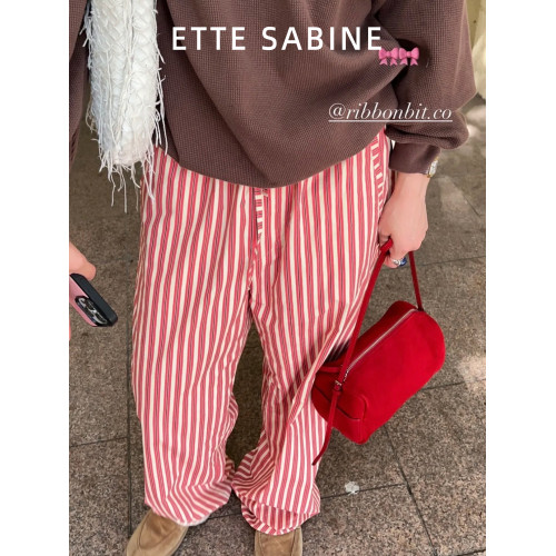【ETTE】韓國小衆圓筒包2025新款羊猄絨高級紅色單肩斜背枕頭包女