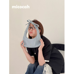 Micocah「牛仔變奏曲」蝴蝶結小衆設計包包女包手提包通勤月牙包