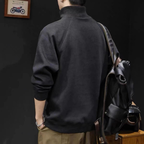 2025秋冬新款高領衛衣男加絨保暖寬鬆大碼長袖T恤男士內搭打底衫t