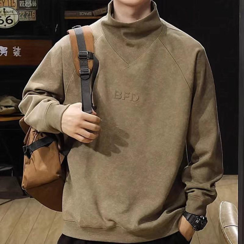 2025秋冬新款高領衛衣男加絨保暖寬鬆大碼長袖T恤男士內搭打底衫t