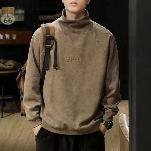 2025秋冬新款高領衛衣男加絨保暖寬鬆大碼長袖T恤男士內搭打底衫t