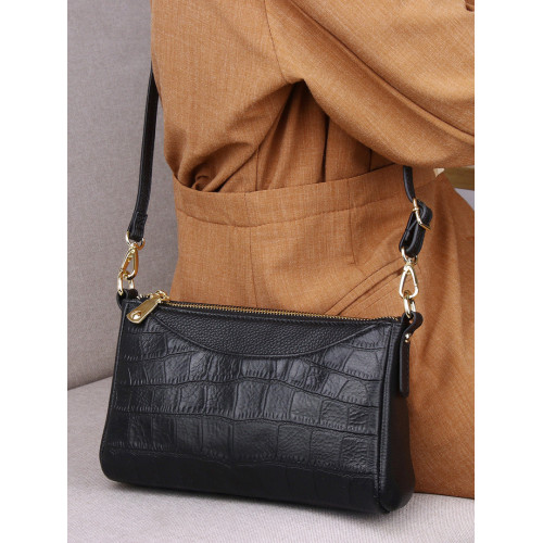 真皮女包2025秋冬新款潮時尚鱷魚紋牛皮軟皮包包多層單肩斜背小包