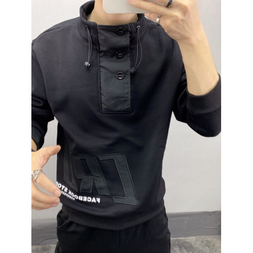 秋季2023年新款衛衣男長袖套頭衫潮流精神小夥秋衣半高領薄款外套