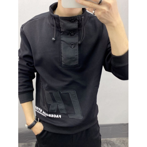 秋季2023年新款衛衣男長袖套頭衫潮流精神小夥秋衣半高領薄款外套