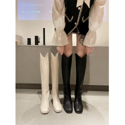 白色靴子高筒靴女短靴2026新款鞋子女小個子高跟秋冬長靴長筒靴秋