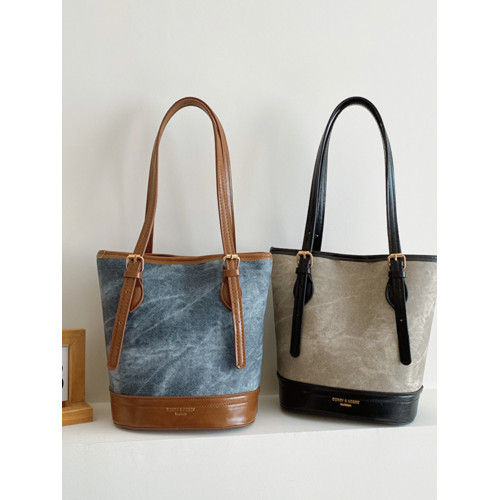 百搭撞色斜後後背包包女2025新款潮時尚韓國牛仔水桶包小衆質感單肩包 百搭撞色斜後後背包包女2025新款潮時尚韓國牛仔水桶包小衆質感單肩包