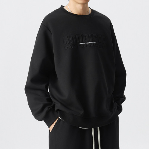 顯瘦衛衣男士春秋季加肥加大碼學生圓領寬鬆上衣潮流男裝胖子外套