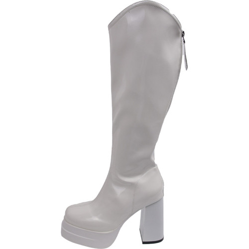 粗跟厚底長筒靴女2026春秋季新款顯瘦v口不過膝靴韓版高跟騎士靴