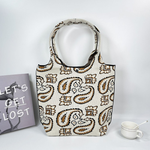 新疆艾德萊斯高級感大容量針織腰果休閒出行上班通勤手提包托特包