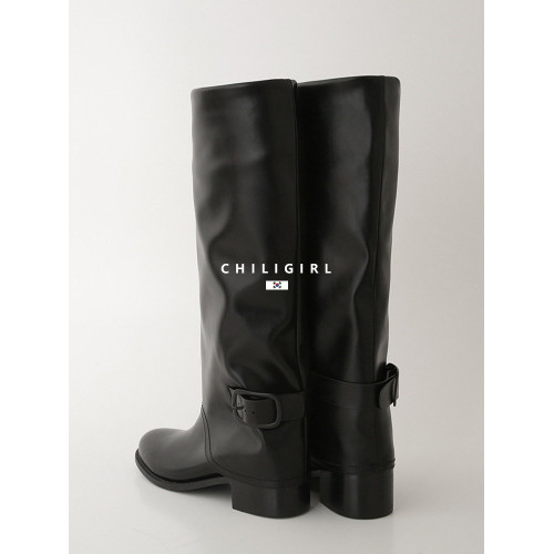 CHILIGIRL韓國東大門2025秋冬新款高筒靴皮帶釦直筒復古褲琯長靴