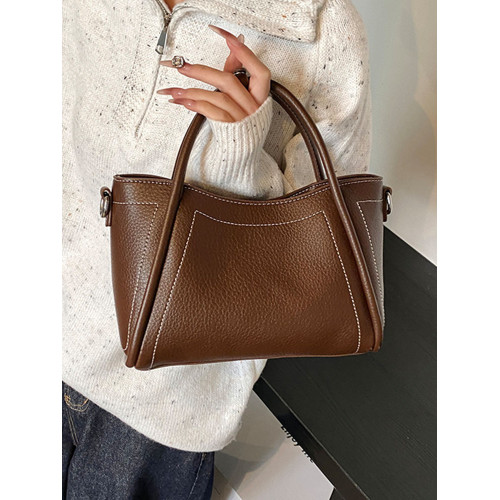 簡約百搭手拎水桶包女韓版新款上班通勤單肩包2025冬季時尚高級感