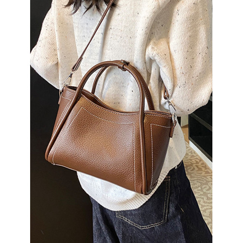 簡約百搭手拎水桶包女韓版新款上班通勤單肩包2025冬季時尚高級感