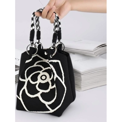 韓國小衆設計感山茶花水桶包女2025新款時尚百搭單肩斜背手提包