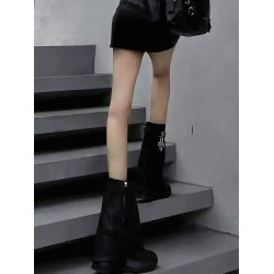 花小姐鯊魚靴子女2026春夏新款歐美松糕厚底短靴金屬鎖釦褲琯靴潮