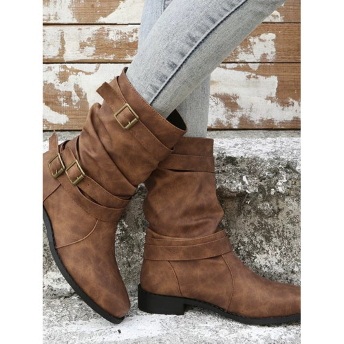 短靴女2025年春新款磨砂皮中筒騎士靴英倫風復古平底馬丁靴配裙子 短靴女2025年春新款磨砂皮中筒騎士靴英倫風復古平底馬丁靴配裙子