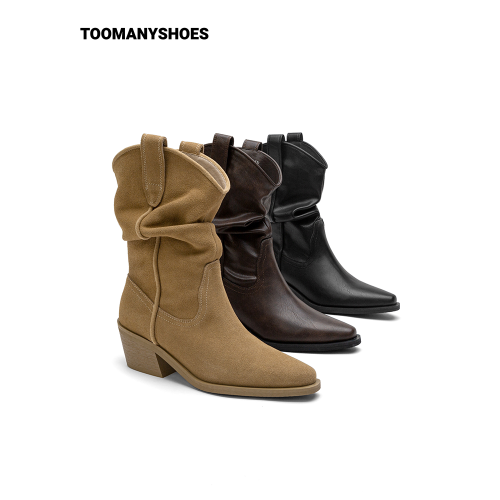 明星同款Toomanyshoes騎士靴秋日記憶美拉德堆堆靴