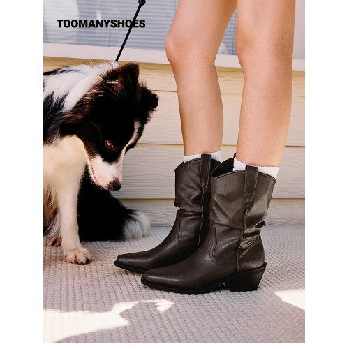 明星同款Toomanyshoes騎士靴秋日記憶美拉德堆堆靴