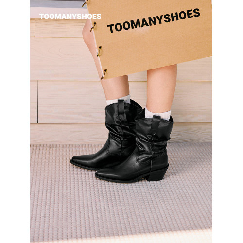 明星同款Toomanyshoes騎士靴秋日記憶美拉德堆堆靴