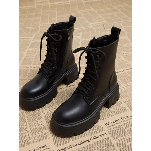 真皮馬丁靴女2026春秋新款小個子厚底增高短靴顯瘦英倫高跟機車靴 真皮馬丁靴女2026春秋新款小個子厚底增高短靴顯瘦英倫高跟機車靴