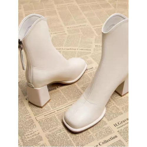 雪地靴女2024冬季新款方頭粗跟高跟靴子女加棉加厚保暖短靴馬丁靴 雪地靴女2024冬季新款方頭粗跟高跟靴子女加棉加厚保暖短靴馬丁靴