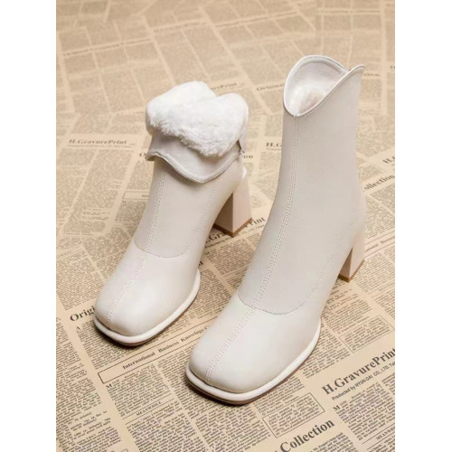 雪地靴女2024冬季新款方頭粗跟高跟靴子女加棉加厚保暖短靴馬丁靴 雪地靴女2024冬季新款方頭粗跟高跟靴子女加棉加厚保暖短靴馬丁靴