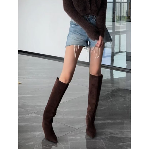 羊皮版~美拉德尖頭細跟顯瘦西部牛仔靴女高跟百搭不過膝長筒靴子 羊皮版~美拉德尖頭細跟顯瘦西部牛仔靴女高跟百搭不過膝長筒靴子