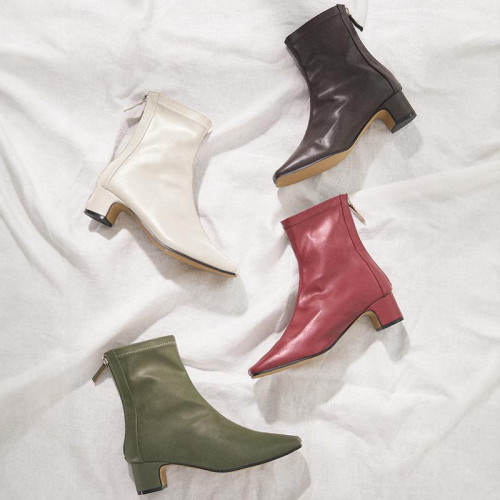 GRL人氣再入荷！軟皮巨軟巨好穿！日系方頭女靴短靴瘦瘦靴彈力靴