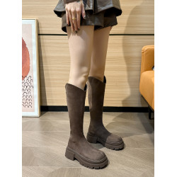 長筒靴女粗腿大筒圍胖mm厚底秋冬靴子v口高筒靴2025新款大碼女靴