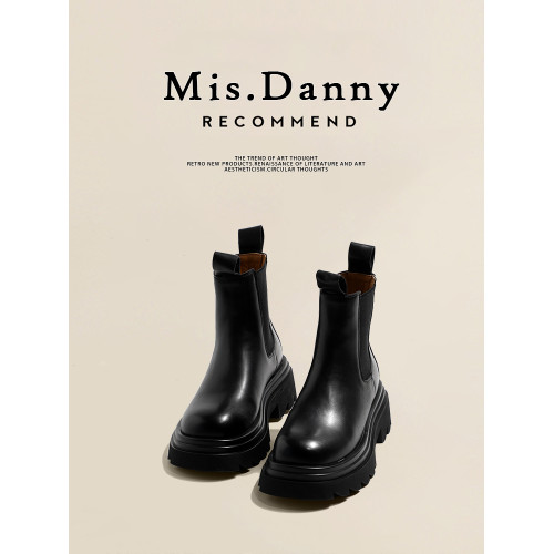 Misdanny切爾西菸筒靴女2026新款春秋英倫風菸琯增高厚底馬丁短靴 Misdanny切爾西菸筒靴女2026新款春秋英倫風菸琯增高厚底馬丁短靴