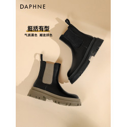 達芙妮馬丁靴女菸筒靴女2025春秋新款短筒小個子中筒厚底切爾西靴