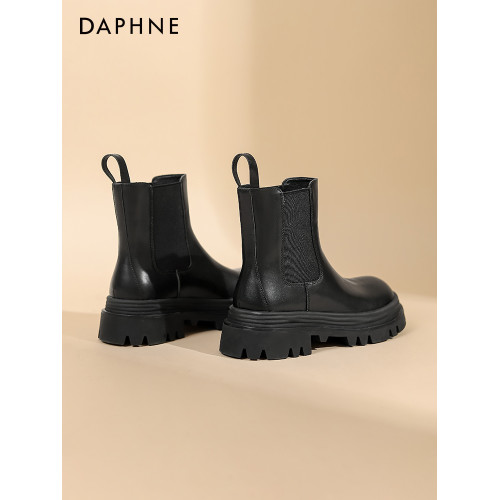 達芙妮馬丁靴女菸筒靴女2025春秋新款短筒小個子中筒厚底切爾西靴