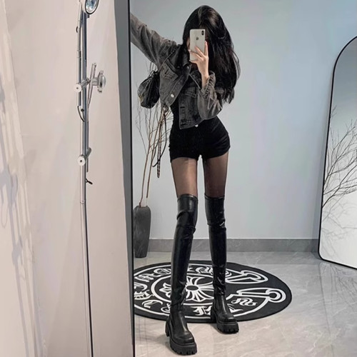 方糖過膝高筒靴女2026秋冬新款彈力瘦瘦靴厚底皮靴長筒騎士靴長靴