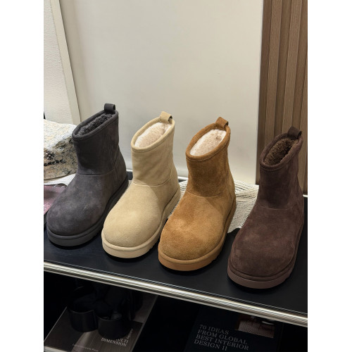 厚底磨砂牛皮雪地靴女2025新款冬季保暖加絨短靴中筒靴防滑棉鞋女