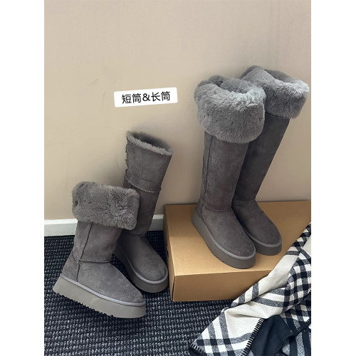 灰色高筒雪地靴女2026新款冬季厚底皮毛一體長筒加絨加厚保暖棉靴 灰色高筒雪地靴女2026新款冬季厚底皮毛一體長筒加絨加厚保暖棉靴