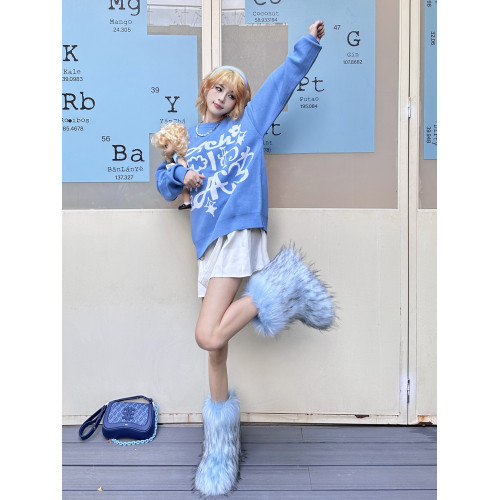 gal系冬季新款可愛小衆澁穀辣妹毛毛靴子保暖長筒靴個性雪地靴女 gal系冬季新款可愛小衆澁穀辣妹毛毛靴子保暖長筒靴個性雪地靴女