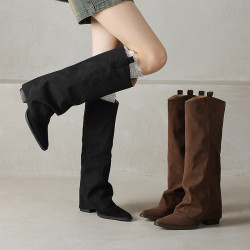 大筒圍胖mm女靴子大碼粗腿長筒靴大腿圍秋冬騎士靴高筒長靴褲琯靴