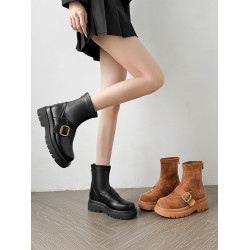 內增高9cm馬丁靴女秋冬季百搭厚底真皮英倫風復古短筒小衆菸筒靴