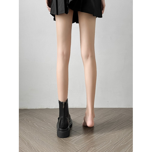 內增高9cm馬丁靴女秋冬季百搭厚底真皮英倫風復古短筒小衆菸筒靴