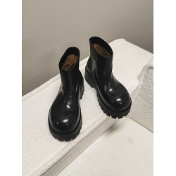 OMG~牛皮版~內增高5公分粗跟短靴真皮切爾西靴厚底馬丁靴女菸筒靴