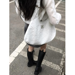 REOY Stu”韓版ason字母甜酷裂紋刺綉大容量機車包托特單肩手提包