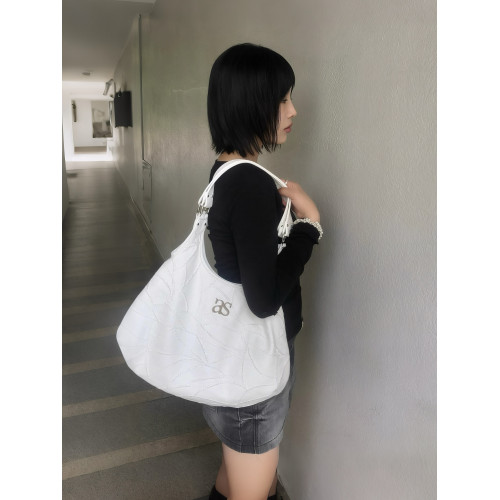 REOY Stu”韓版ason字母甜酷裂紋刺綉大容量機車包托特單肩手提包