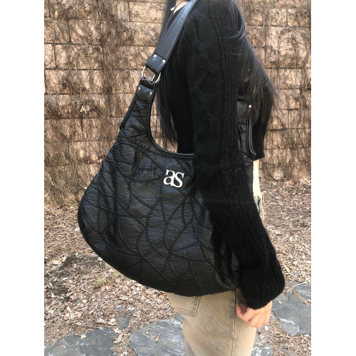 REOY Stu”韓版ason字母甜酷裂紋刺綉大容量機車包托特單肩手提包