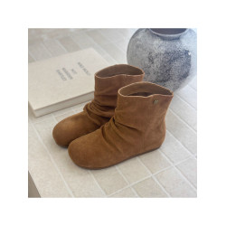 嘟小嘟磨砂褶皺堆堆靴女2025秋季新款時尚百搭輕便增高休閒短靴潮