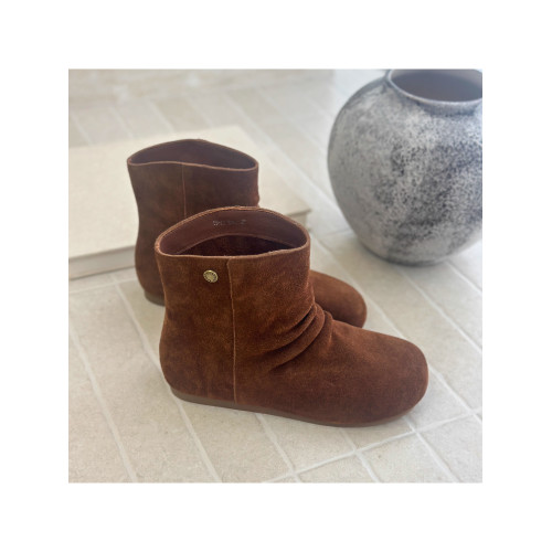 嘟小嘟磨砂褶皺堆堆靴女2025秋季新款時尚百搭輕便增高休閒短靴潮