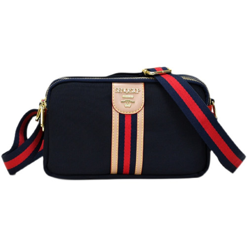 斜背牛津布包包女撞色配皮小方包2025歐美時尚新款多層休閒單肩包