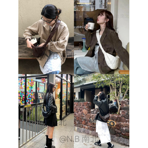 2025法式小衆設計小號羊皮牛角包高級感真皮斜背可頌包包女餃子包 2025法式小衆設計小號羊皮牛角包高級感真皮斜背可頌包包女餃子包