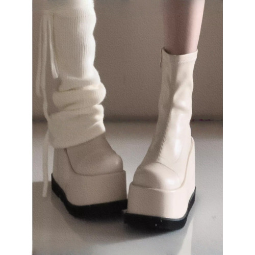 小衆辣妹圓頭瘦瘦靴2026新款小個子演唱會戰靴厚底增高無坡度短靴